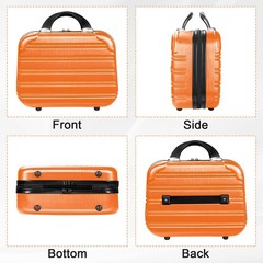 14 Inch Makeup Train Case PC ABS Hard Shell Cosmetic Organizer orange