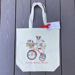 Mary Lake-Thompson Canvas Tote Bag Patriotic Jack Russell Dog Goose Rocks Beach