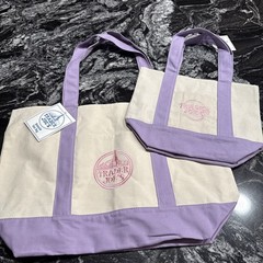 Trader Joe’s Viral LARGE AND MINI Lavender Canvas Tote Bag Set Of 2 NWT!