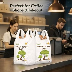 High-Density White Thank You Shopping Bags – 11”x6”x21” – 150 Bulk Pack