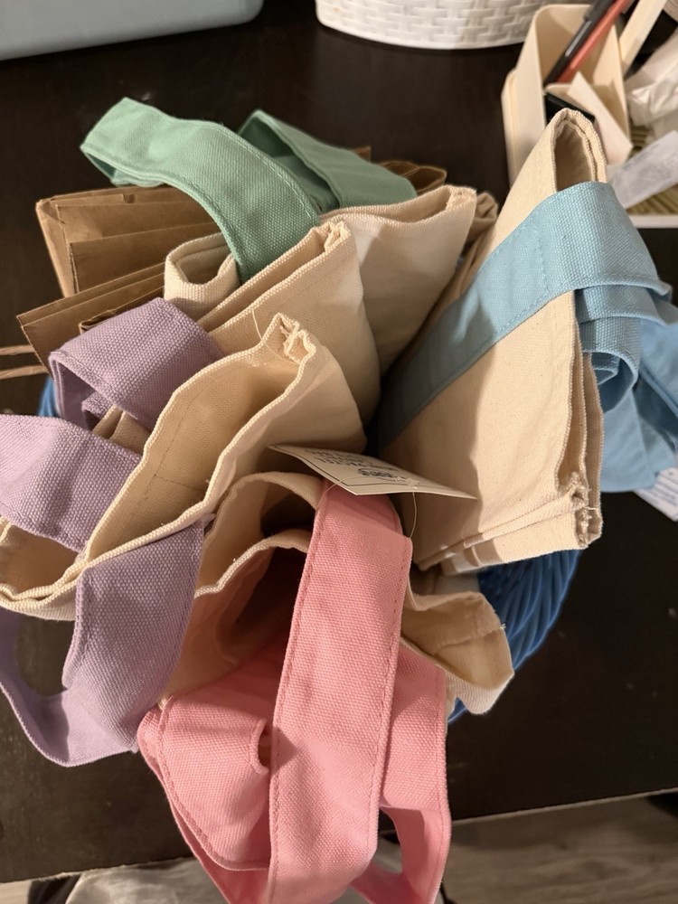 Trader Joe’s Small Foldable Canvas Tote Bag Set, Colorblock Multicolor