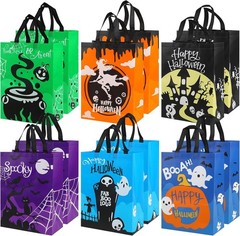 Party Favor Bags Dozen Large Spooky Non-Woven Candy Handled Halloween Gift Sacks