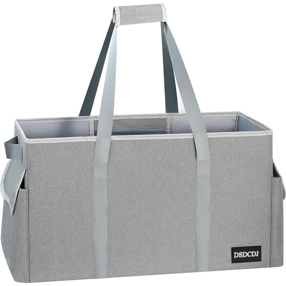 Extra Large Utility Tote Bag Hard Bottom Sides Heavy Duty 22.5x11x12 Inch Grey