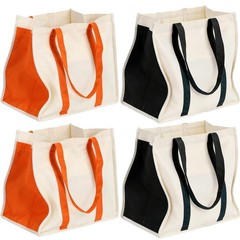 4 Pack Heavy Duty Shopping Bags, Reusable Canvas Grocery Bag with Side Pocket…