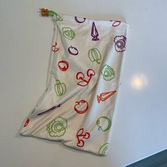 Envision Home White Multi Fruit Veggie Drawstring Produce Sack Bag
