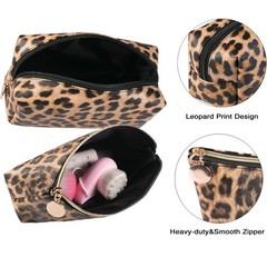 FITINI Leopard Makeup Bag 3 Pack Travel Toiletry Portable Brown Leopards