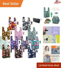Variety of Colorful Grocery Tote Bags 12-Pack – Eco-Friendly and Lightweight