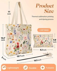 Aesthetic Canvas Tote Bag – with Makeup Pouch Bag for Women