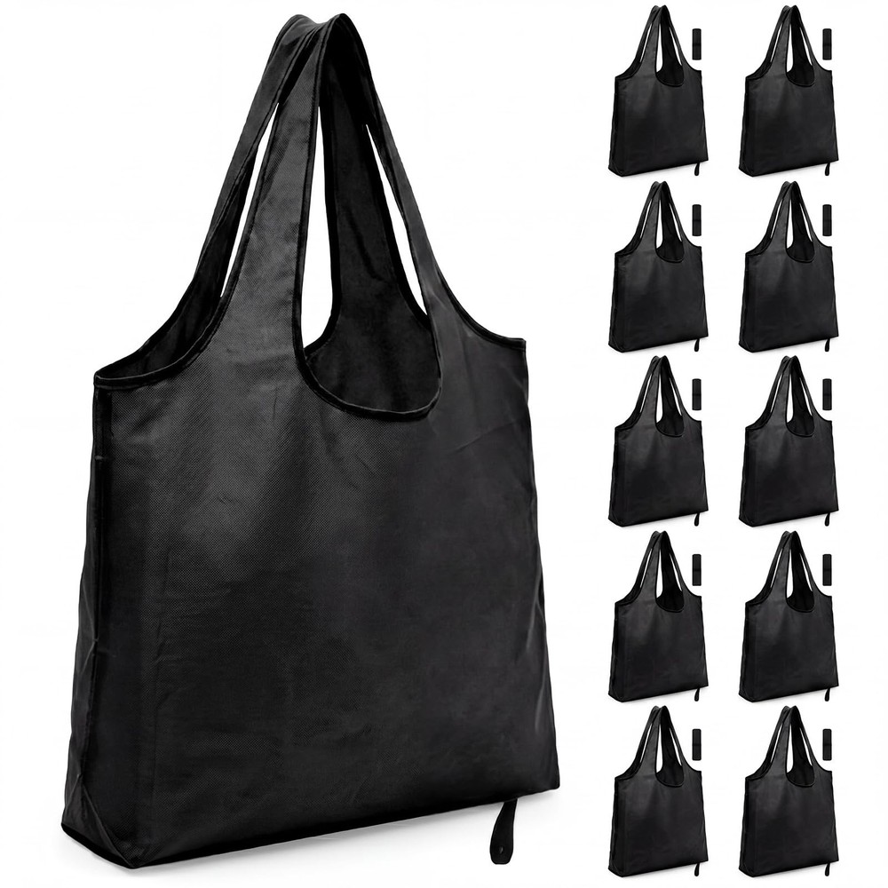 10 Pack 16x18in Extra Large Reusable Grocery Bags Heavy Duty, 55lb Washable F…