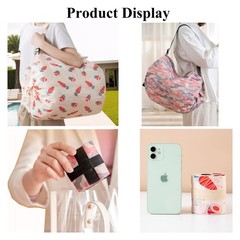 4 Pack Foldable Reusable Tote Bags – 210D Nylon Waterproof Grocery Shopping B…