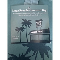 Trader Joes Large Reusable Insulated Bag Teal Navy 8 Gallon 1967 Pasadena 79538