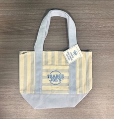 Light Blue Trader Joe’s Striped Mini Canvas Tote Bag Multicolor 13x11x6 in New