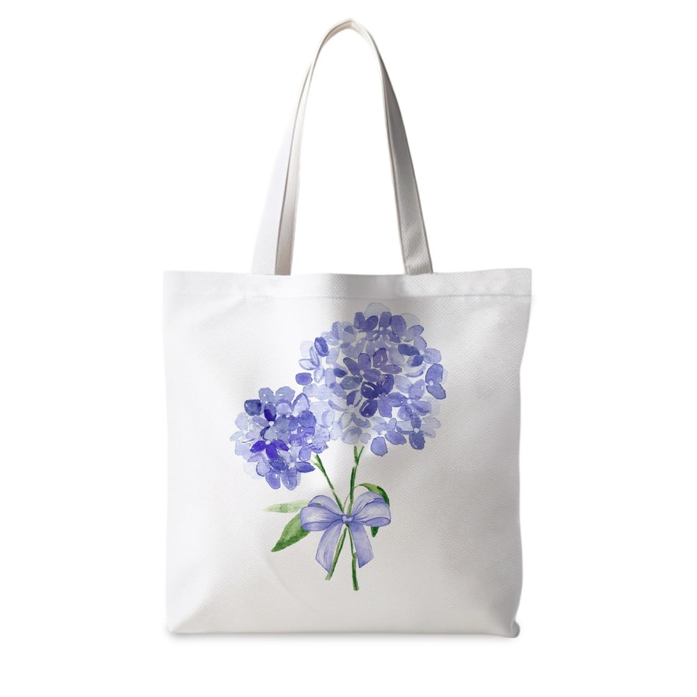 Purple Spring Rustic Floral Flower Hydrangea Canvas Tote Bag for Women Hydran…