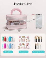 Vlando Travel Makeup Bag, Large Toiletry Bag for Women Apricot Pink