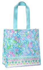 Blue/Green Market Shopper Bag, Reusable Grocery Tote with Comfortable Shoulde…