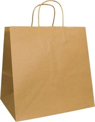 250 Natural Kraft Bags Paper 11.8x 9.5x 12 Tote Handle Bags Box of 250