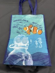 Trader Joe’s Blue Fish Tote Bag Ocean Clownfish Submarine Reusable 100% Recycled