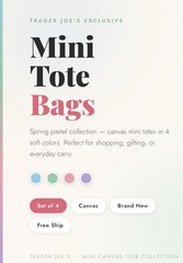 Trader Joe’s Spring 2026 Tote Bag Pastel Set Of 4 In Hand