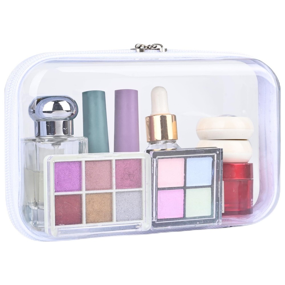 Clear Hard Shell Zipper Case – Waterproof, Durable S, With White Trim