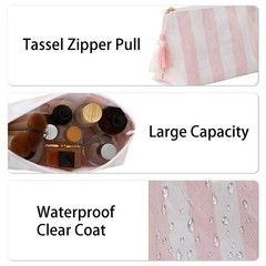 DYSHAYEN Makeup Bags for Purse,Small Clear Coated Cosmetic White-Pink