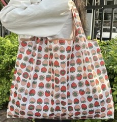 Eco Shopping Bag Storage Grocery Bag Reusable Folding Bag Strawberry Print Small