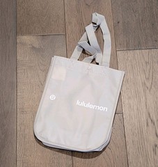 Lululemon Small Lot of 2 Reusable Shopping Tote Bag 💗 Tan Beige Taupe White NEW