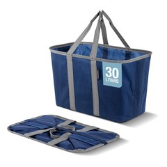 EcoBasket 30L Collapsible Tote Basket 3 Pack – Reusable Grocery Tote That Sta…