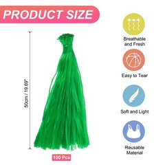 100Pcs Reusable Mesh Produce Bags, 19.7 Inches Egg Hatching Bags, Green