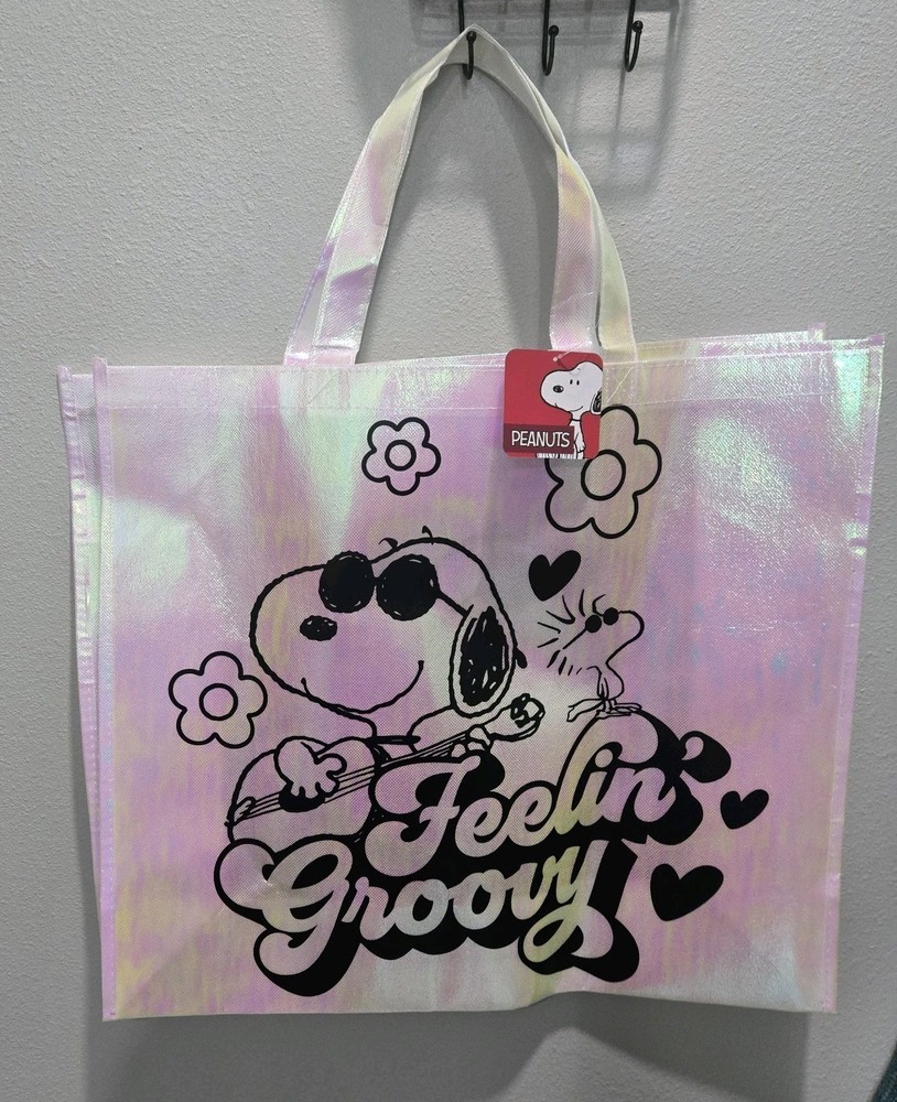 Peanuts Snoopy & Woodstock Feeling Groovy Y2K Reusable Shopping Bag Grocery Bag