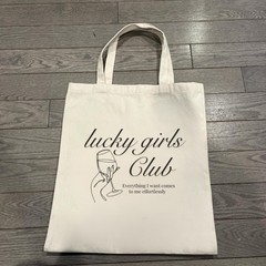 Lucky Girls Club Canvas Tote Bag, Minimalist Affirmation Design