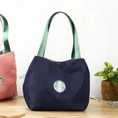 Starbucks Reusable Lunch Tote Bag Waterproof Nylon for Travel Blue