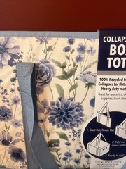 Collapsible Box Tote Reusable Folds Flat Heavy Duty Blue & White NEW