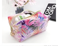 Small Cosmetic Bag Clear Makeup Travel Make Up Organizer Case Leaves