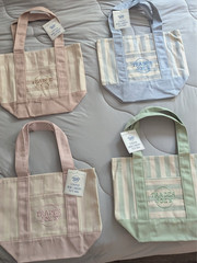 Trader Joe’s Mini Pastel Stripe Canvas Tote Bag Limited Edition Set Of 4 In Hand