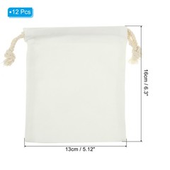 12pcs Polyester Cotton Reusable Drawstring Bags, 5×6″ Dust Bags, Cream