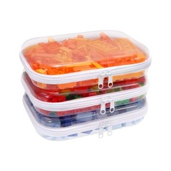 SXS LACONIC Clear Hard Plastic Zipper Case,Transparent Double 3pcs, 3pcs-M