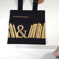 Barnes & Noble Tote Bag NWT Premium Black & Gold 100% Organic Cotton 15″ x 14″