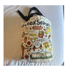 Hungry Panda Canvas Reusable Shopping Bag 15x12x14 White/Multicolor USA Graphic