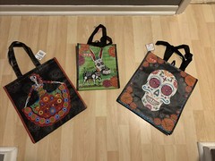 New Day Of The Dead Lot Of Three Reusable Grocery Shopping Bags Halloween