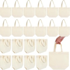 24 Pcs Mini Canvas Tote Bags Small Tote Bags Bulk Reusable Gift with Handles