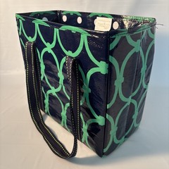 Mixed Bag Designs Small Mini Tote Market Grocery Shopping Bag Navy Green Geometr