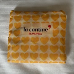 Monoprix La Cantine Shopping Bag Yellow/White Heart Print