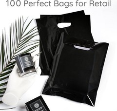 Stylish Black Plastic Bags with Handles 100 Ct