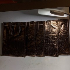 Metallic Textured Reusable ToteBag/ Gifting Bags Set of 5 with Handles New Brown