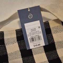 Universal Thread Checked Canvas Reusable Shopping Bag Black Beige