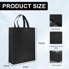 100 Pcs Non Woven Bags Bulk,10x8x4 Inch Reusable Tote Bag W/ Handles Portable