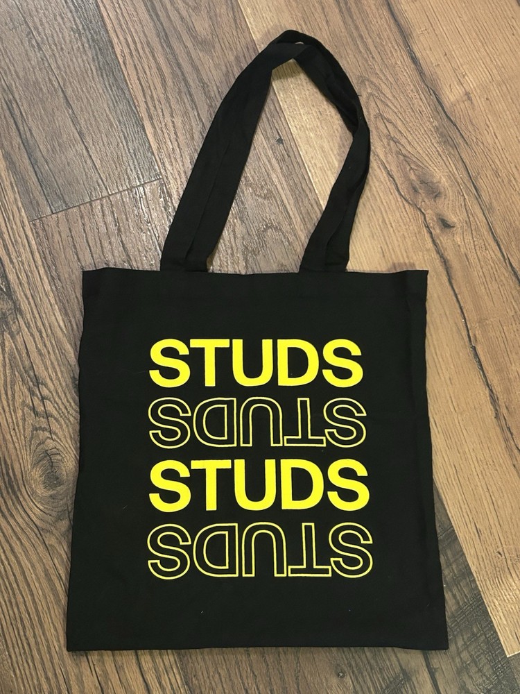 STUDS Tote ~ Reusable Shopping Grocery Book Bag Cloth Fabric 15” Stud