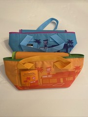 2 Trader Joe’s Mini Insulated Tote Bag 1.5 Gal Cooler NWT Teal/Purple& Orange