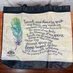 St Josephs Indian School Tote Bag Dakota Prayer Feather Graphic Zipper Top