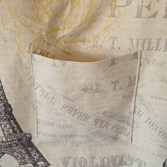Canvas Tote Eiffel Tower Paris Print with Inner Pocket Faux Leather Handles